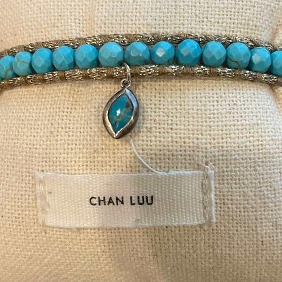 CHAN LUU TURQUOISE BRACELET W/PETITE  MARQUISE CHARM - SINGLE WRAP - Picture 3 of 6
